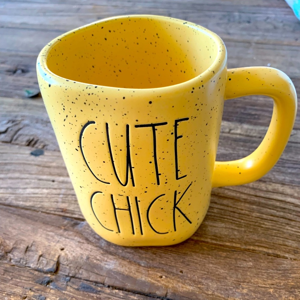 Rae Dunn Cute Chick mug in a matte 'speckled egg' finish.